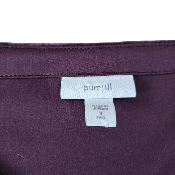 Pure Jill Velvet A-Line Shift Dress Women's Small Purple V-Neck Violet Pockets - Picture 4 of 7